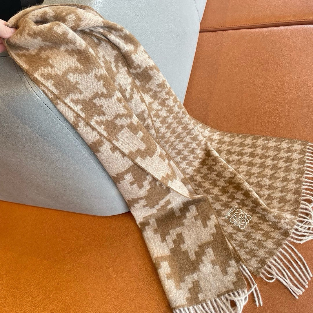 SCARF 190 CM IN CAMEL BEIGE MIX WHITE CASHMERE 415208