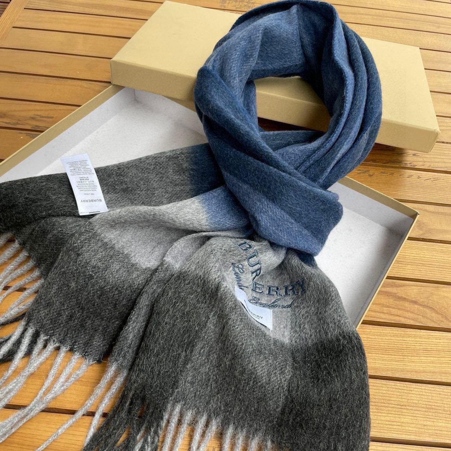 SCARF 180 CM IN NAVY BLUE MIX BLACK CASHMERE 394744