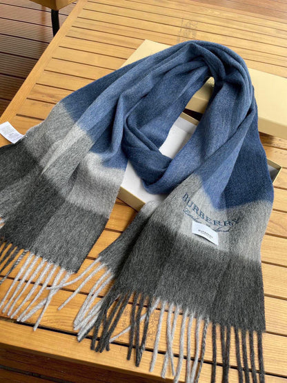 SCARF 180 CM IN NAVY BLUE MIX BLACK CASHMERE 394744