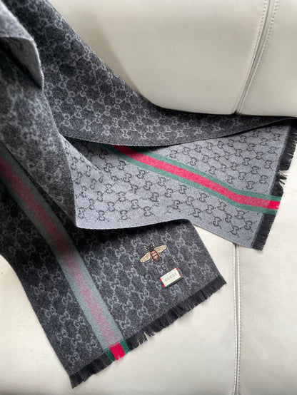 SCARF 180 CM IN BLACK MONOGRAM CASHMERE 402213