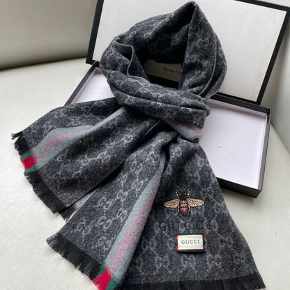 SCARF 180 CM IN BLACK MONOGRAM CASHMERE 402213