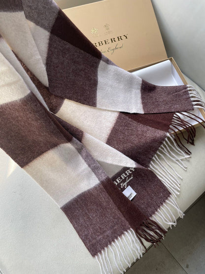 SCARF 180 CM IN CHESTNUT BROWN MIX WHITE CASHMERE 402221