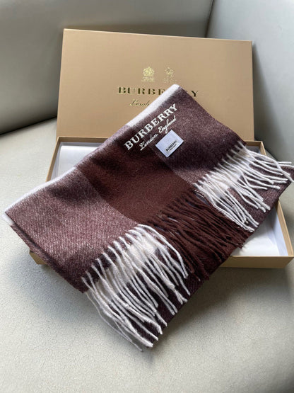 SCARF 180 CM IN CHESTNUT BROWN MIX WHITE CASHMERE 402221