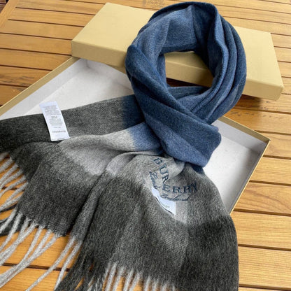 SCARF 180 CM IN DARK GRAY MIX NAVY BLUE CASHMERE 410320