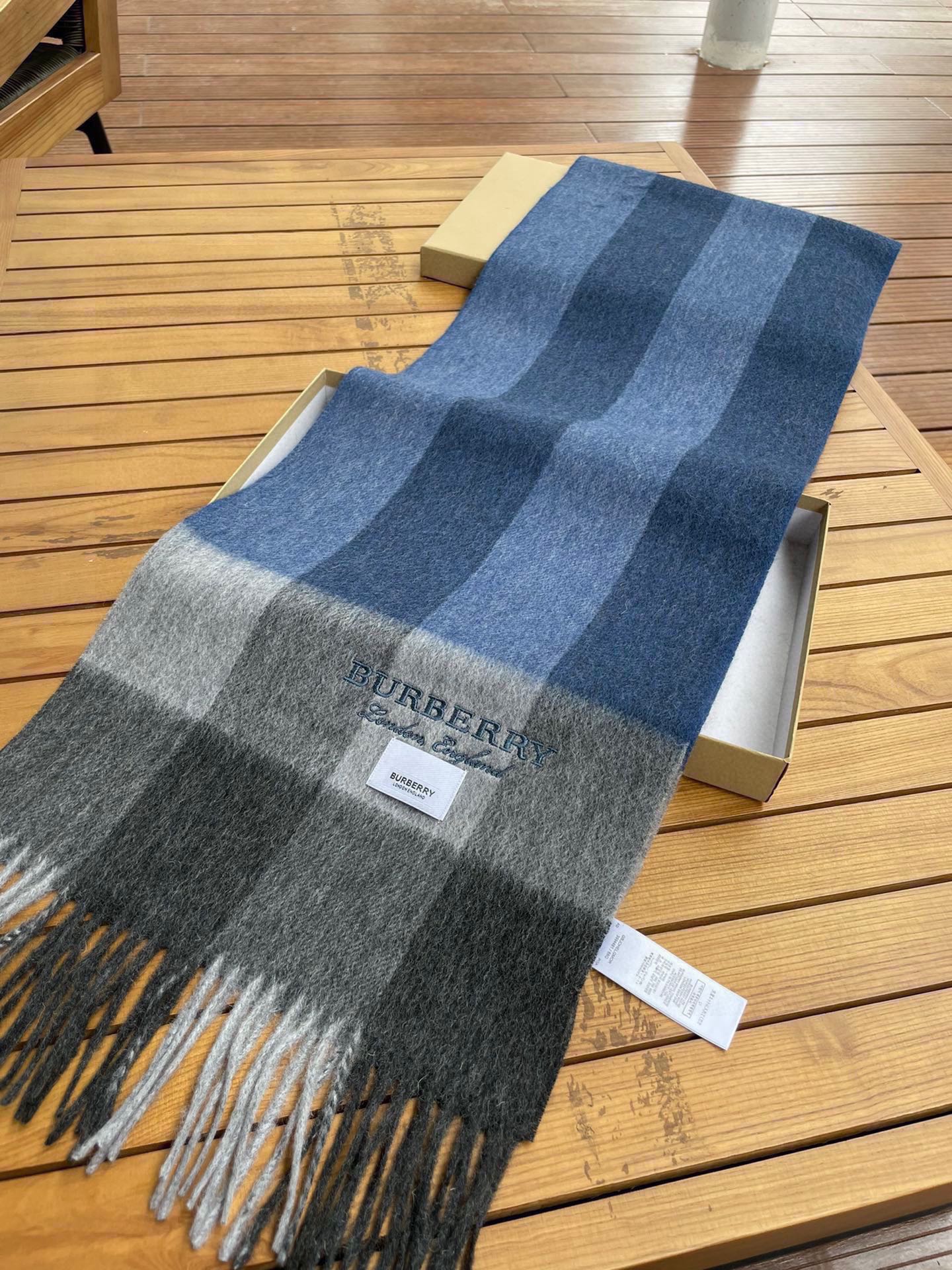 SCARF 180 CM IN DARK GRAY MIX NAVY BLUE CASHMERE 410320