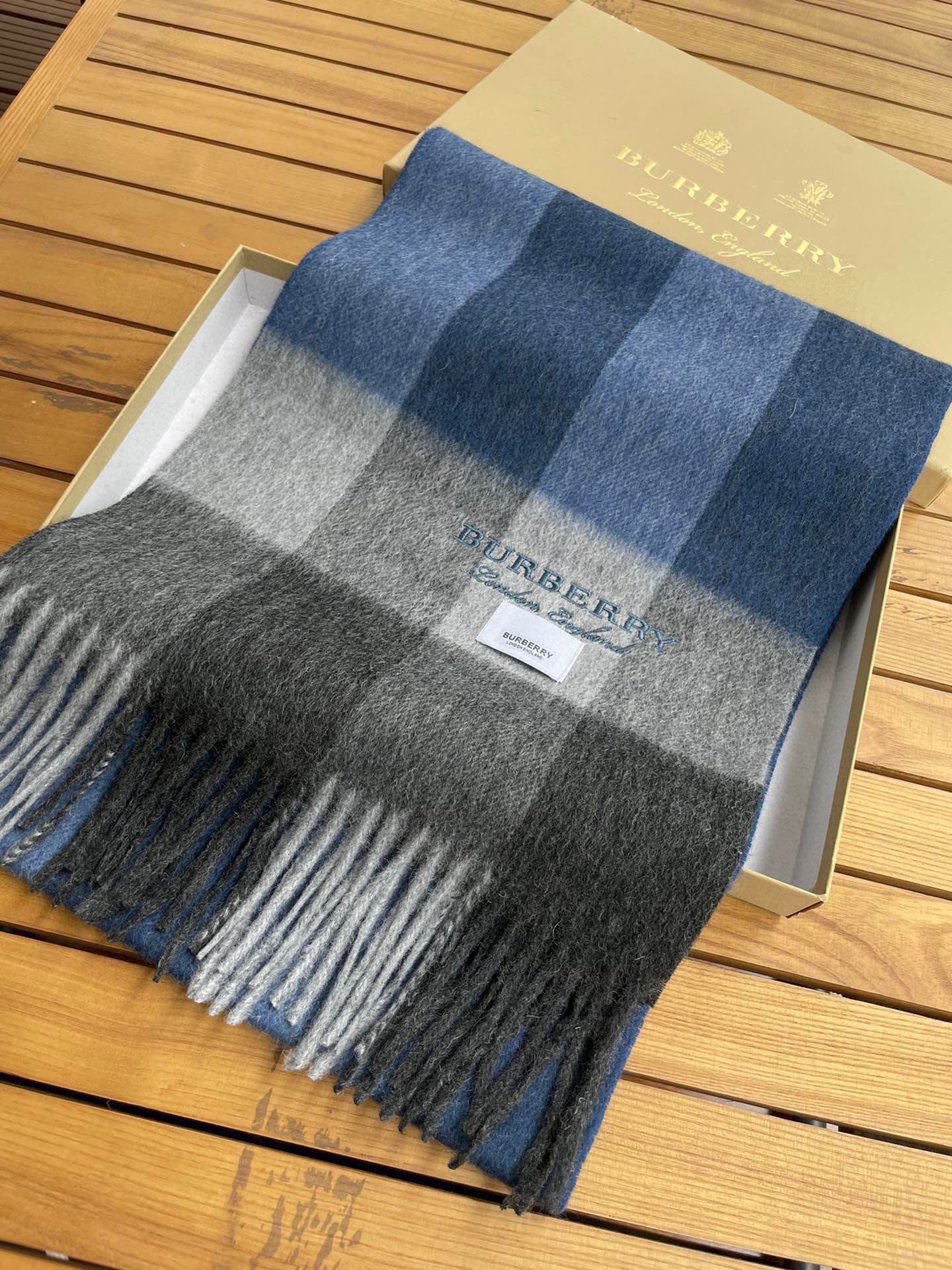 SCARF 180 CM IN DARK GRAY MIX NAVY BLUE CASHMERE 410320