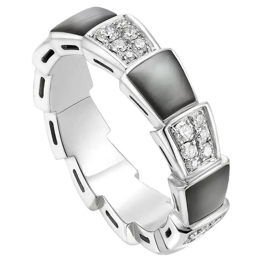 [ROYAL]SERPENTI RING SILVER DIAMOND BLACK MOP 4MM