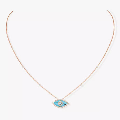 [Royal Jewellery]Lucky Eye Diamond Necklace in Rose Gold and Turquoise