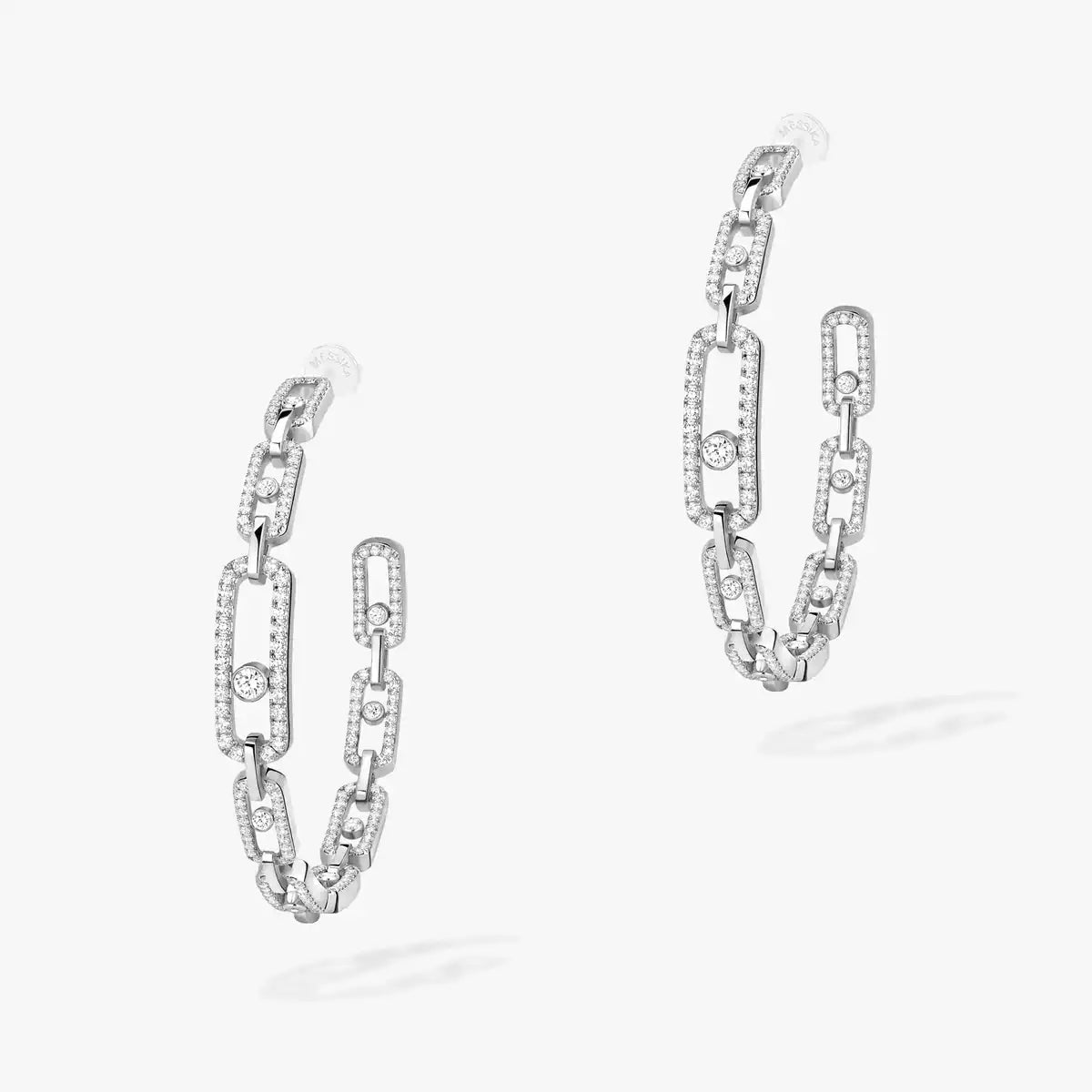 [Royal Jewellery]Move Link Diamond Hoop Earrings