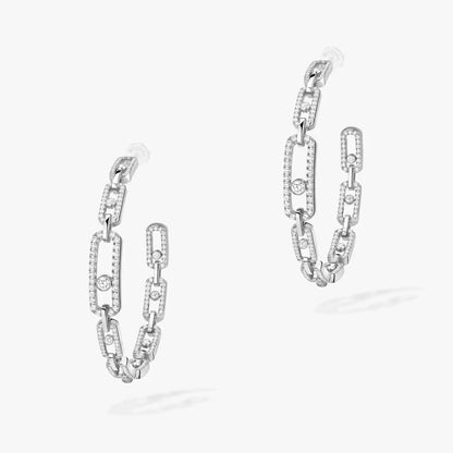 [Royal Jewellery]Move Link Diamond Hoop Earrings