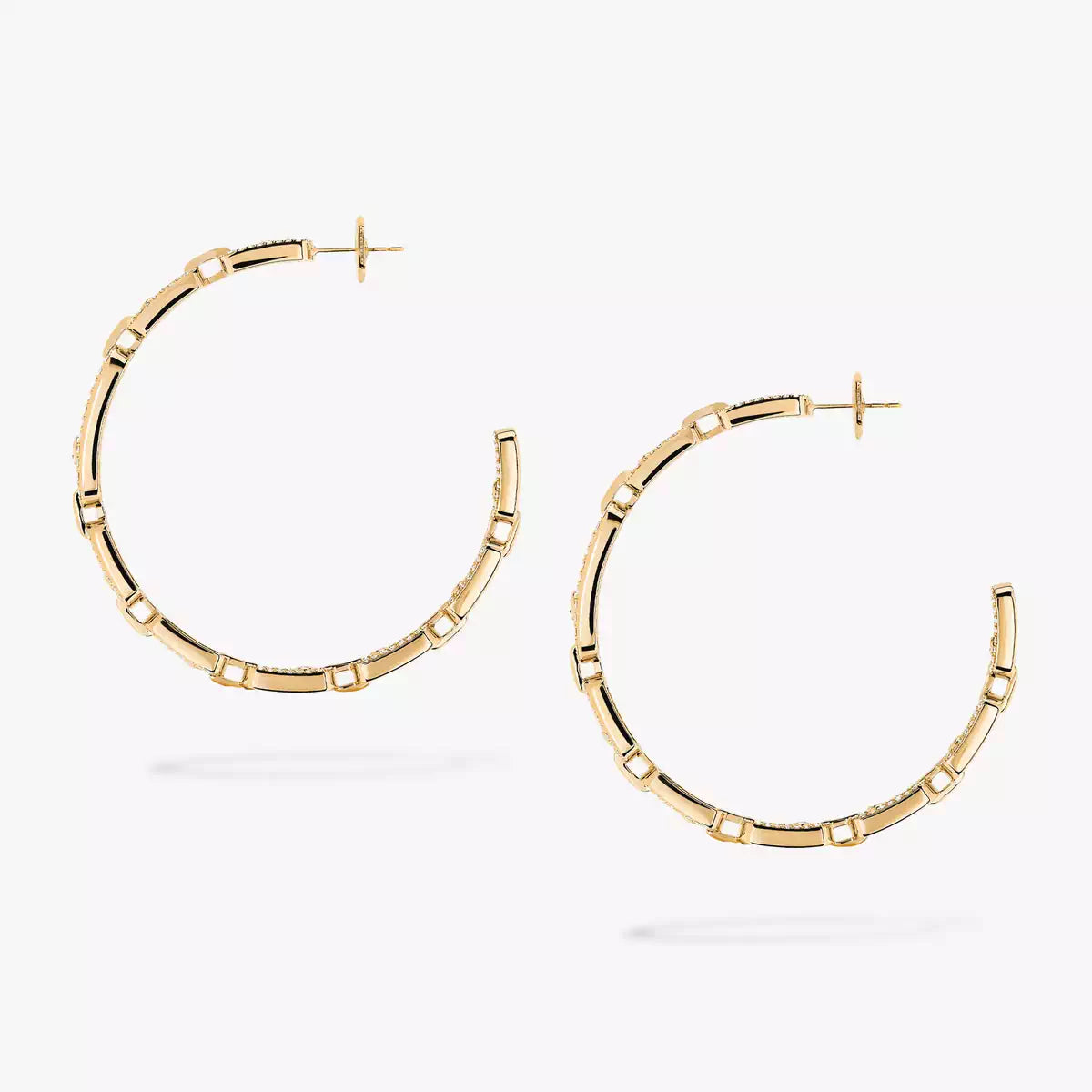 [Royal Jewellery]Move Link Diamond Hoop Earrings