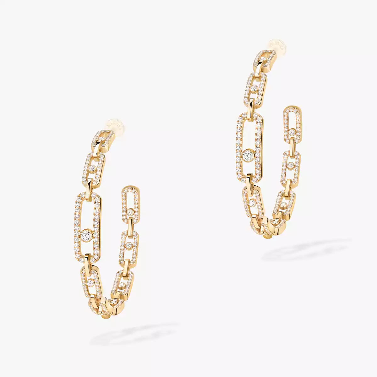 [Royal Jewellery]Move Link Diamond Hoop Earrings