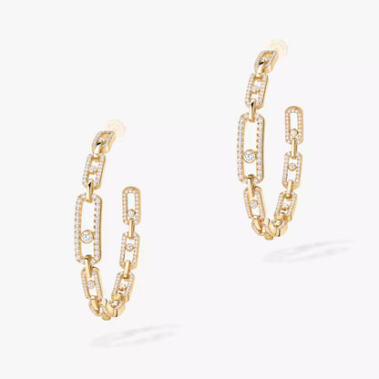 [Royal Jewellery]Move Link Diamond Hoop Earrings