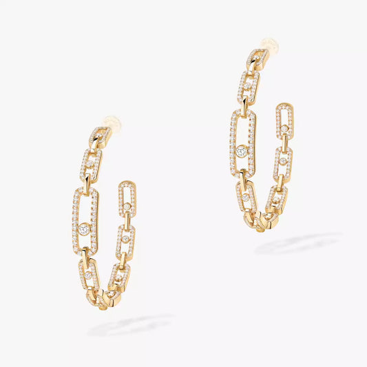 [Royal Jewellery]Move Link Diamond Hoop Earrings