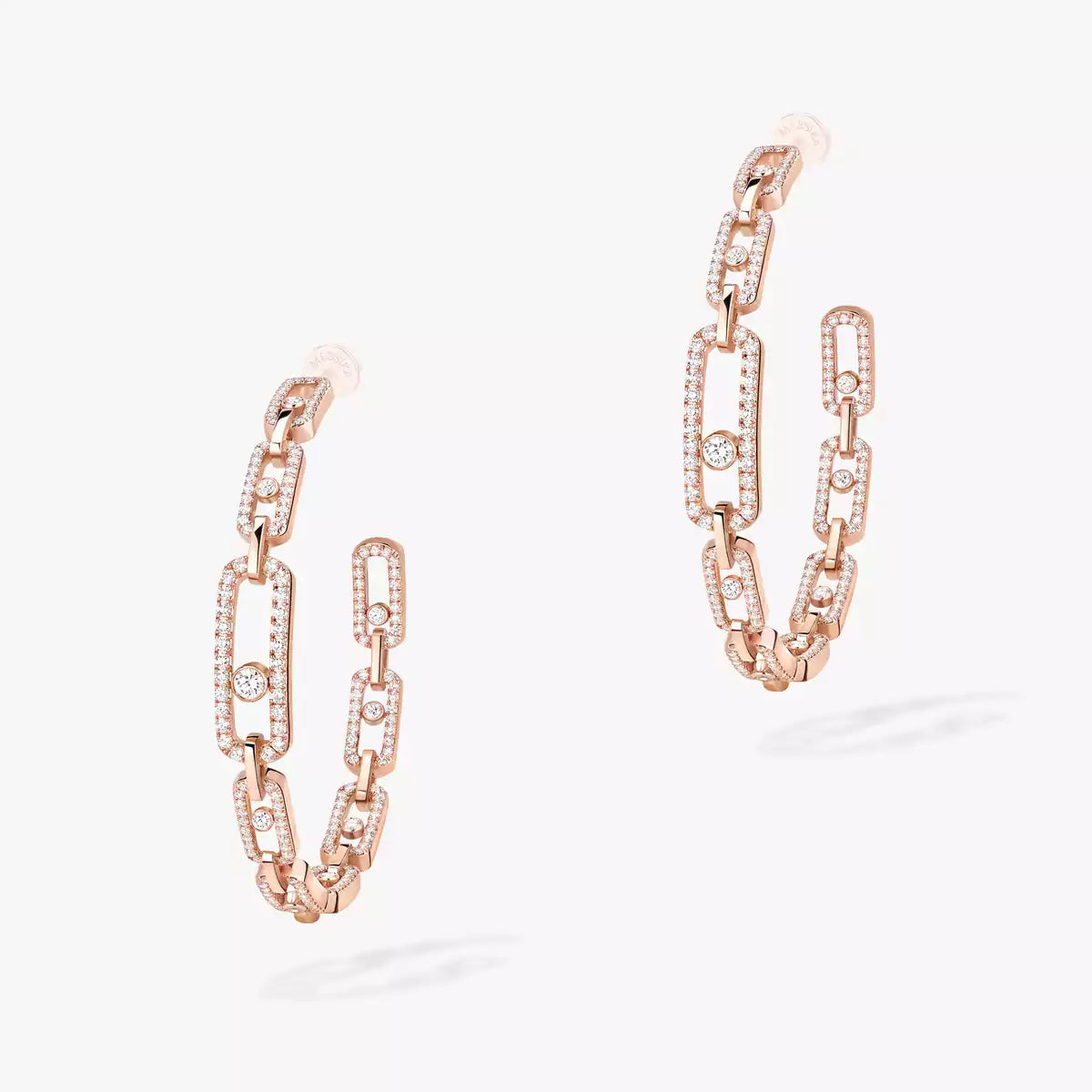[Royal Jewellery]Move Link Diamond Hoop Earrings