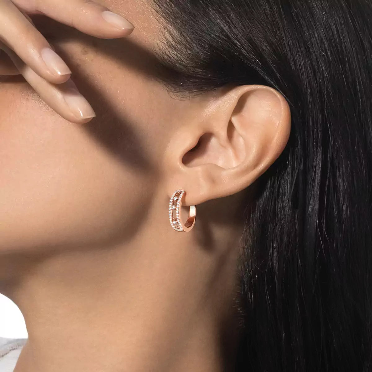 [Royal Jewellery]Diamond Pave_ Hoop Earrings Move