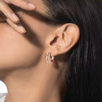 [Royal Jewellery]Diamond Pave_ Hoop Earrings Move