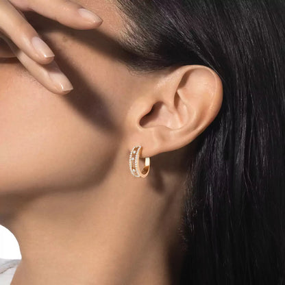 [Royal Jewellery]Diamond Pave_ Hoop Earrings Move