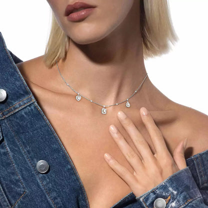 [Royal Jewellery]My Twin Diamond Necklace in Silver