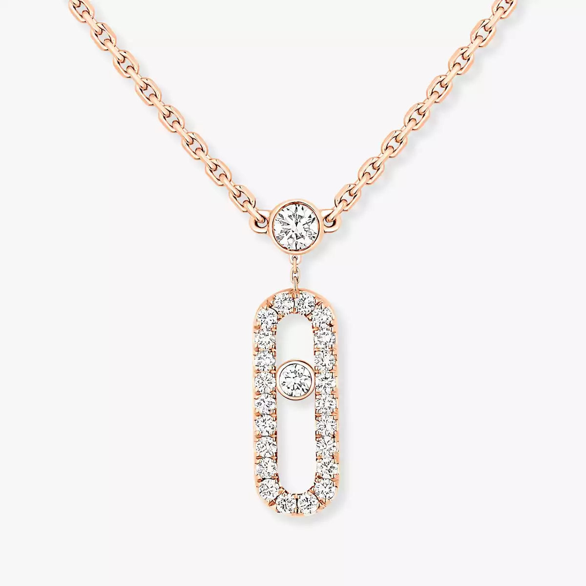 [Royal Jewellery]2 Rows Rose Gold Diamond Pave_ Necklace Move Uno