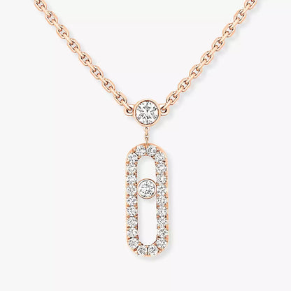[Royal Jewellery]2 Rows Rose Gold Diamond Pave_ Necklace Move Uno