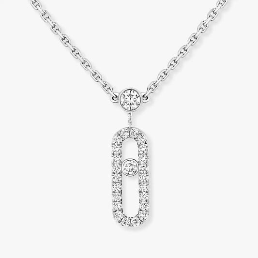 [Royal Jewellery]2 Rows Rose Gold Diamond Pave_ Necklace Move Uno