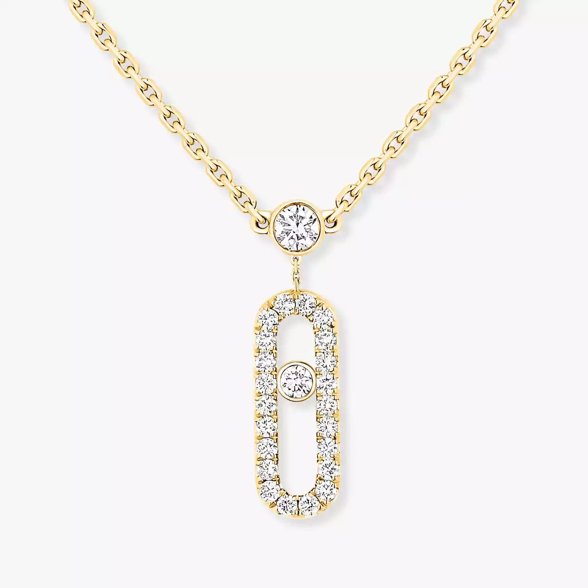 [Royal Jewellery]2 Rows Rose Gold Diamond Pave_ Necklace Move Uno