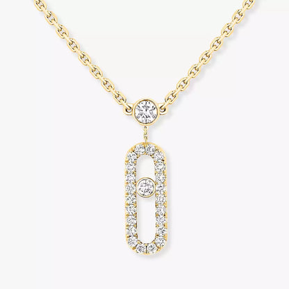 [Royal Jewellery]2 Rows Rose Gold Diamond Pave_ Necklace Move Uno
