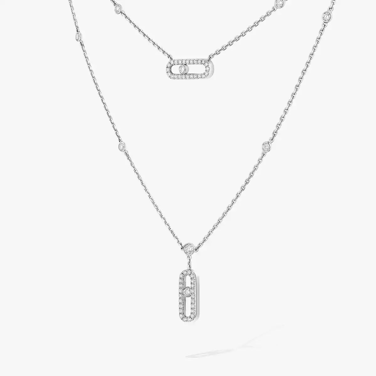 [Royal Jewellery]2 Rows Rose Gold Diamond Pave_ Necklace Move Uno