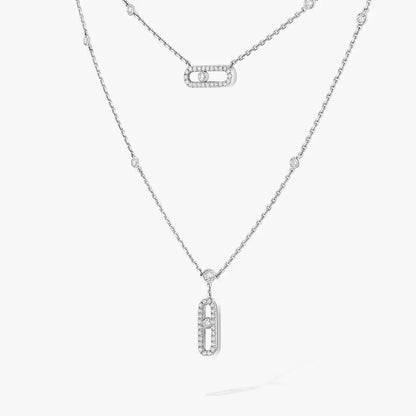 [Royal Jewellery]2 Rows Rose Gold Diamond Pave_ Necklace Move Uno