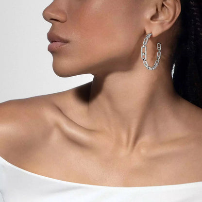 [Royal Jewellery]Move Link Diamond Hoop Earrings
