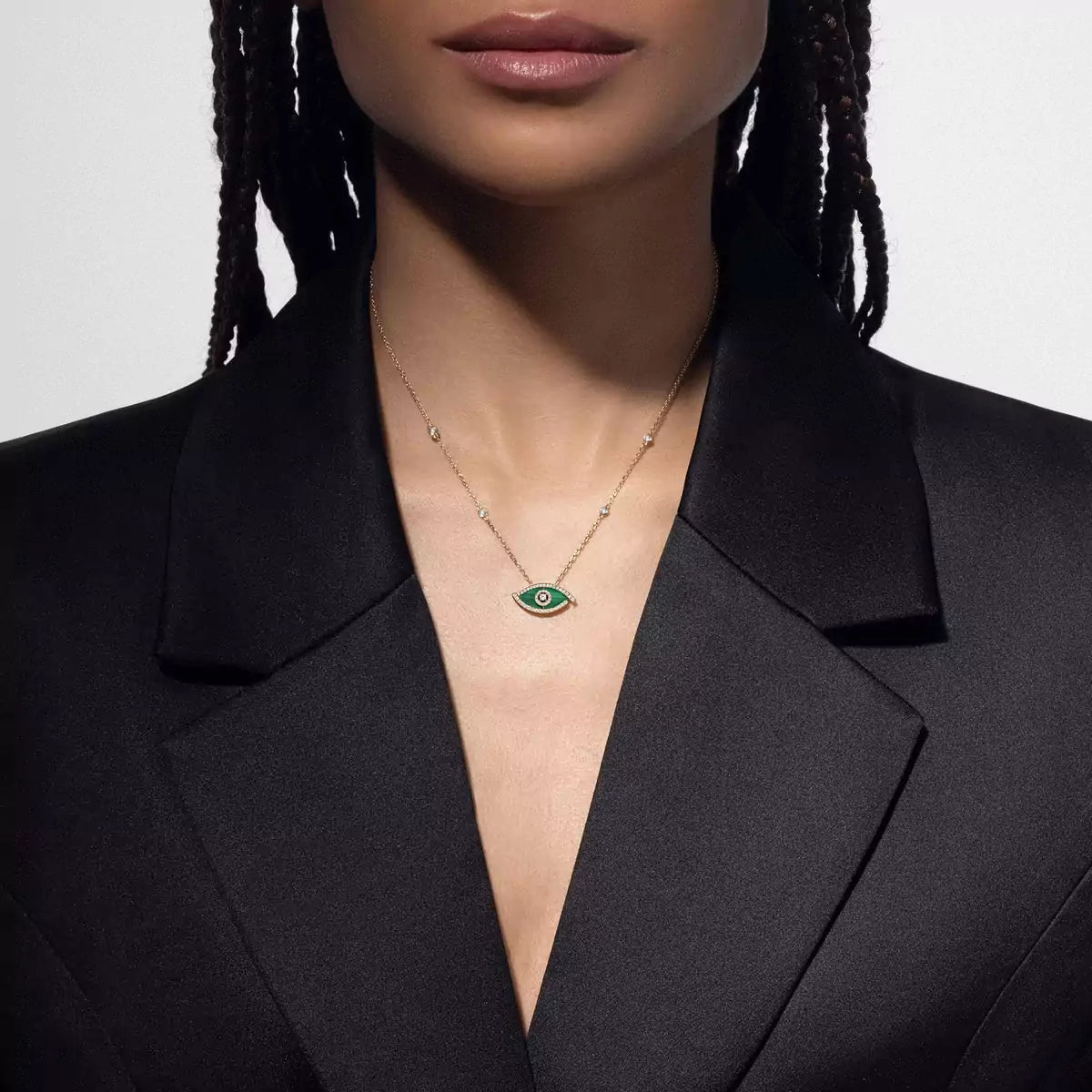 [Royal Jewellery]Lucky Eye Diamond Necklace in Rose Gold and Turquoise