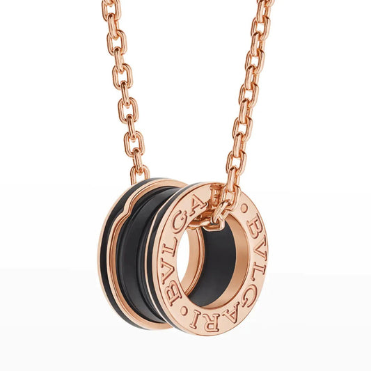 [ROYAL]ZERO 1 BLACK CERAMIC PINK GOLD NECKLACE