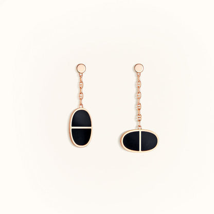 [ROYAL]CHAINE VERSO BLACK CERAMIC EARRINGS