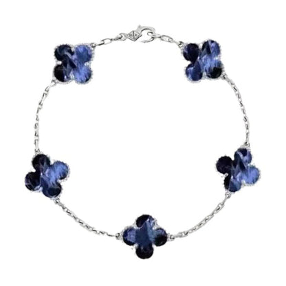 [Royal Jewellery]CLOVER 5 MOTIF PIETERSITE SILVER BRACELET