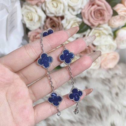 [Royal Jewellery]CLOVER 5 MOTIF PIETERSITE SILVER BRACELET