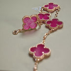[Royal&Vicky]NEW CLOVER 5 MOTIFS PINK ENAMEL BRACELET
