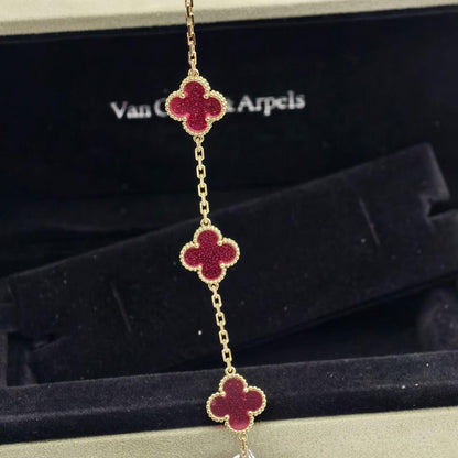 [Royal Jewellery]NEW CLOVER 5 MOTIFS PINK ENAMEL BRACELET