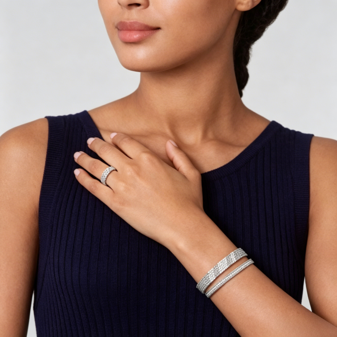 [Royal Jewellery] THREE-ROW DIAMOND RING
