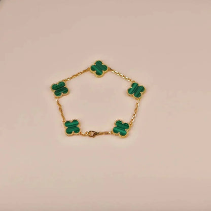 [ROYAL]CLOVER 5 MOTIFS MALACHITE BRACELET