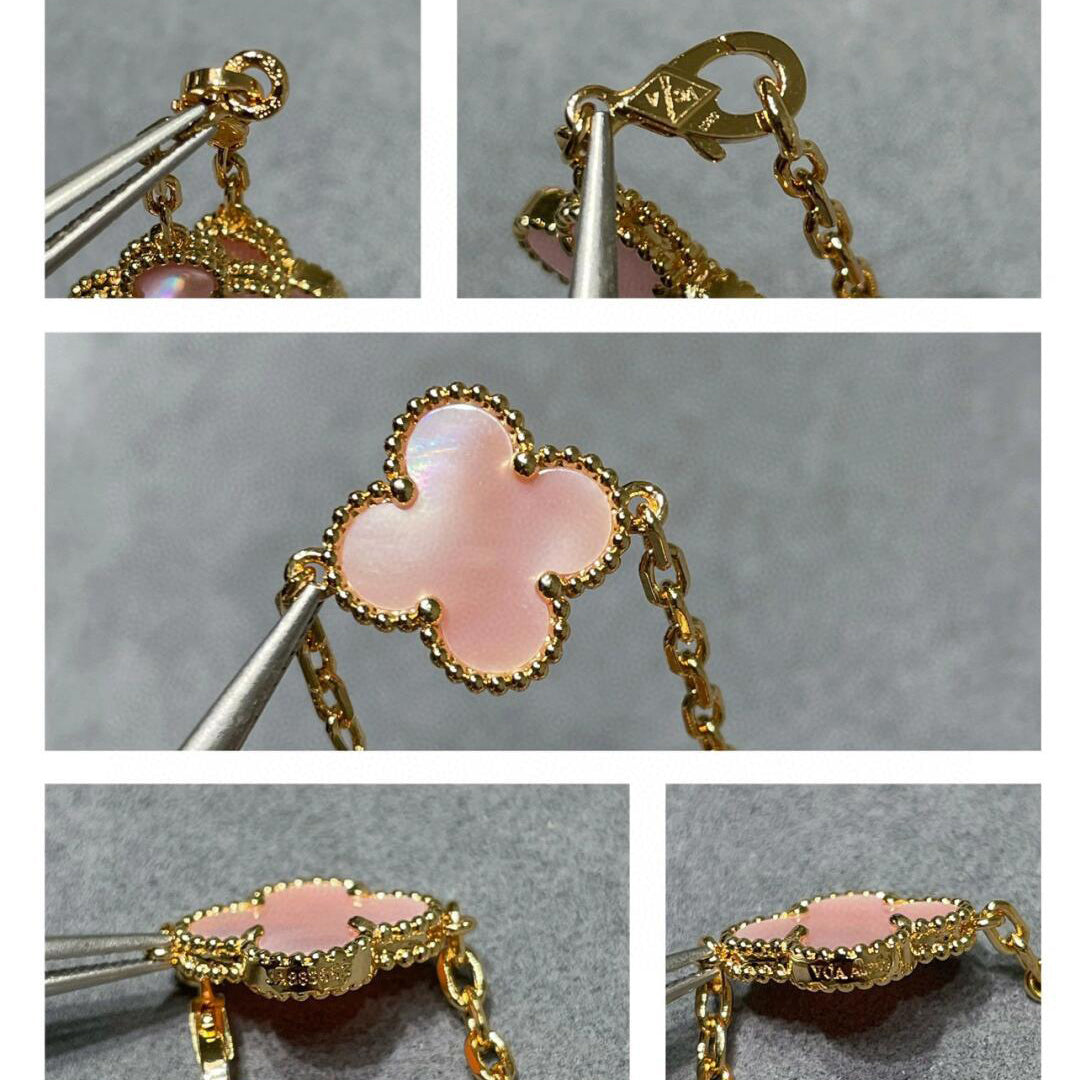 [Royal Jewellery]CLOVER 10 MOTIFS PINK MOP NECKLACE