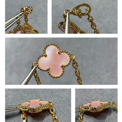 [Royal Jewellery]CLOVER 10 MOTIFS PINK MOP NECKLACE