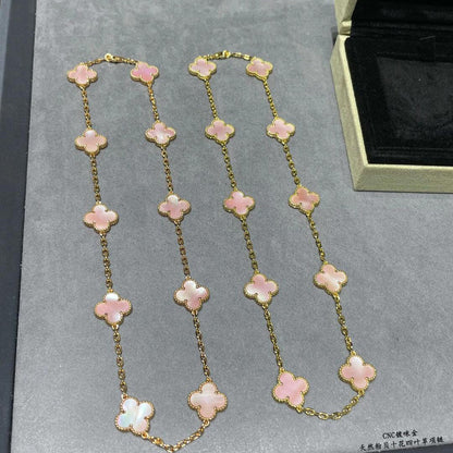 [Royal Jewellery]CLOVER 10 MOTIFS PINK MOP NECKLACE