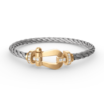 [ROYAL]FORCE LARGE HORSESHOE HALF DIAMOND BRACELET GOLD