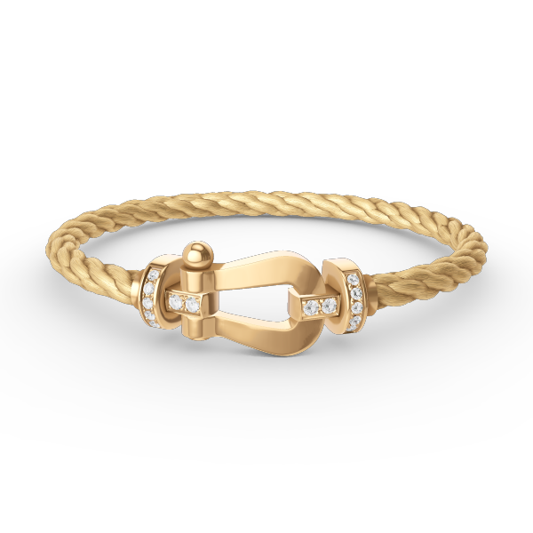 [ROYAL]FORCE LARGE HORSESHOE HALF DIAMOND BRACELET GOLD