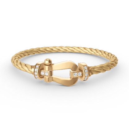 [ROYAL]FORCE LARGE HORSESHOE HALF DIAMOND BRACELET GOLD