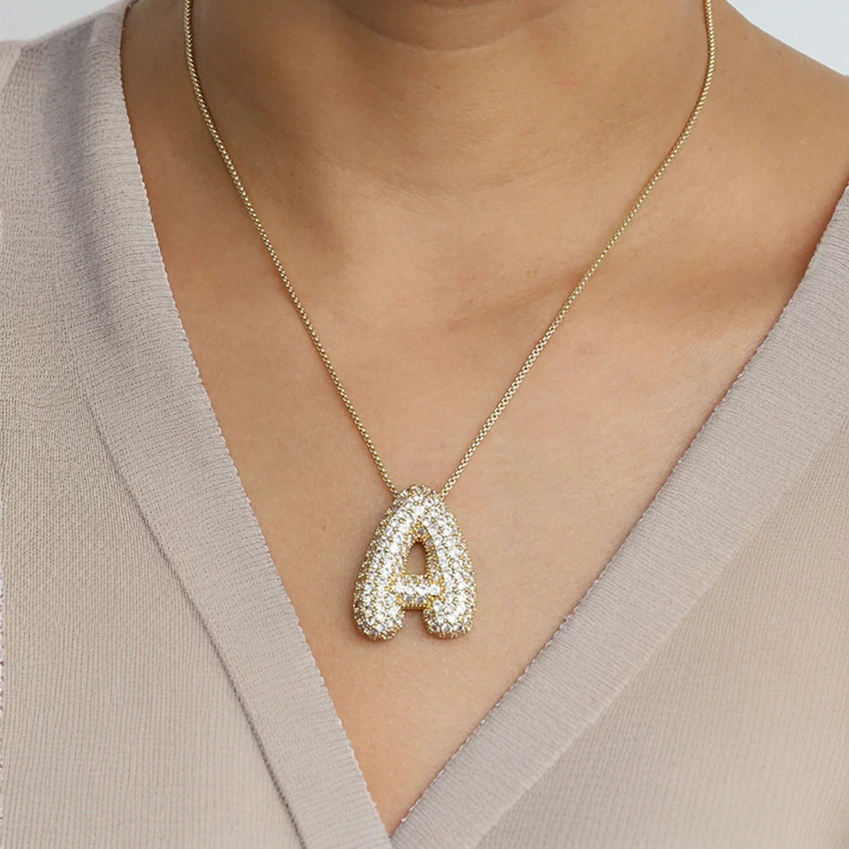[Royal&Vicky] Bubble-Initialen-Diamantkette