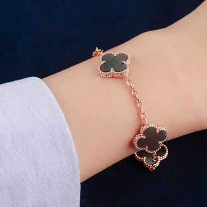 [ROYAL]CLOVER 5 MOTIF GRAY MOP  BRACELET