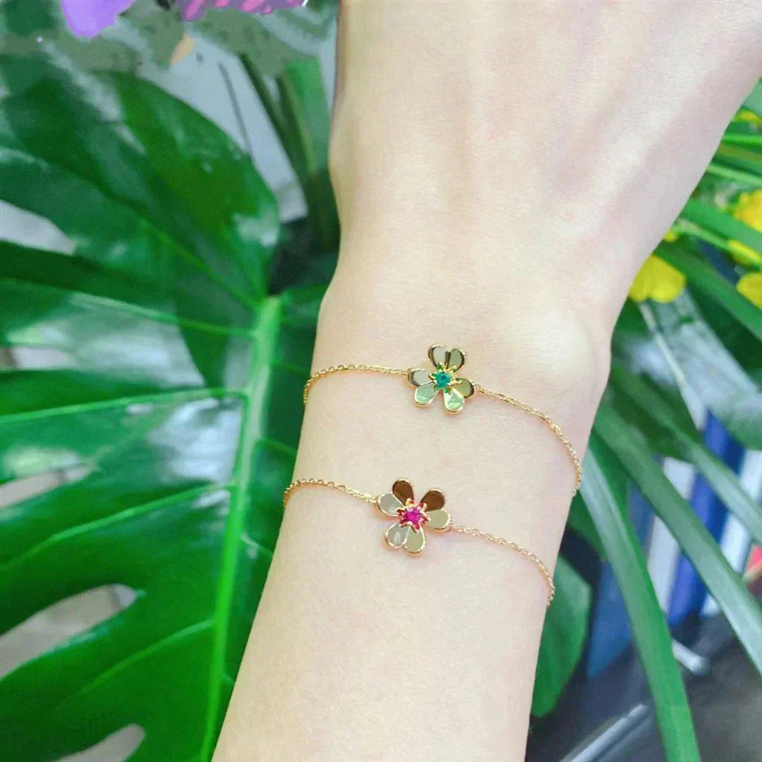 [ROYAL]FRIVOLE GOLD FLOWER PINK MALACHITE BRACELET