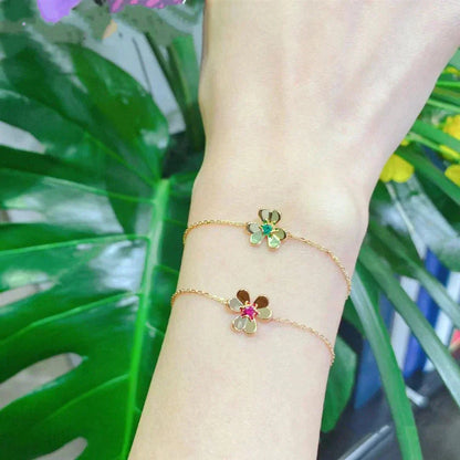 [ROYAL]FRIVOLE GOLD FLOWER PINK MALACHITE BRACELET